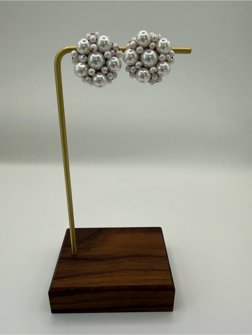 Vintage Faux Pearl Cluster Dome Pierced Earrings